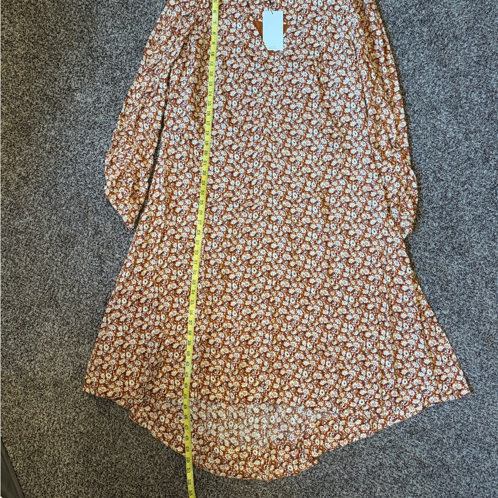 Joie Floral Print Summer Harko Dress Plus Sz 3X Orange Cream Brown VNeck Floral - Picture 7 of 10